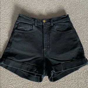 High waited back denim shorts